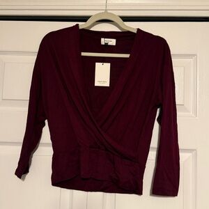 Sojourn Short Story Burgundy Wrap Top | NWT | Size XSP